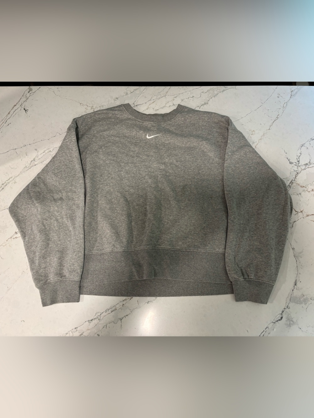 Nike Grey Crew Sweatshirt with White Swoosh
